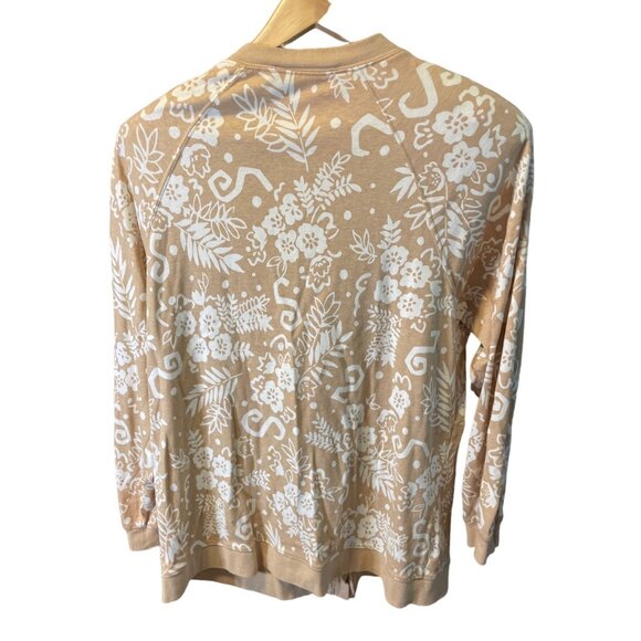 Cathy Daniels Tan White Patterned Buttoned Long Sleeve Cardigan Sweater Sz Large - Picture 2 of 7